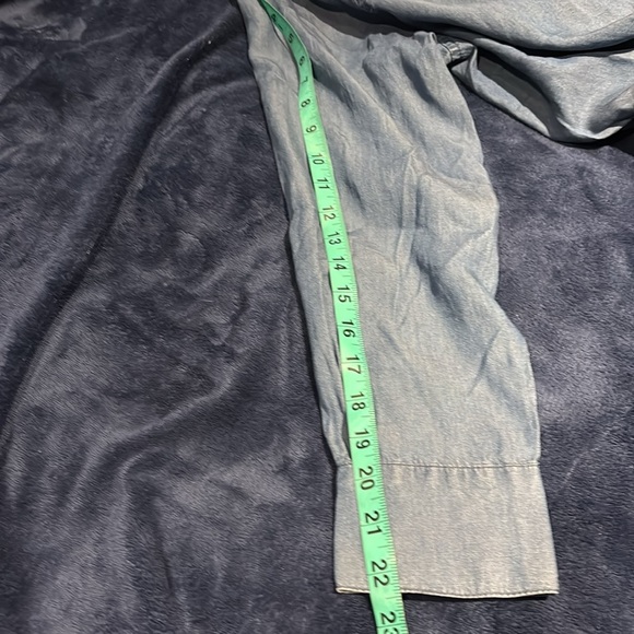 BADGLEY Mischka denim loose fit rhinestone pocket shirt Sz XL - Picture 10 of 11